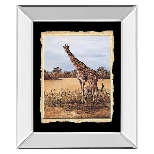 Classy Living Serene Giraffe Duo Wall Art 22x26in | Traditional Mirrored Frame & Paper Art | Living Room & Office Decor | 3 x 22 x 26 in | Model 203MF