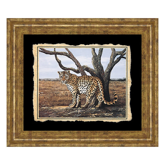 Classy Living Leopard Majesty 26x22in Wall Art | Traditional Gilded Radiance Frame and Paper Print | Living Room & Office Decor | 26 x 22 x 1 | Model 206