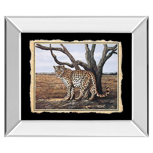 Classy Living Leopard Majesty 26x22in Wall Art | Traditional Mirrored Frame Graphic Art | Living Room & Office Decor | 26 x 22 x 3 in | Model 206MF