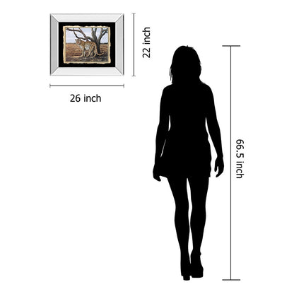 Classy Living Leopard Majesty 26x22in Wall Art | Traditional Mirrored Frame Graphic Art | Living Room & Office Decor | 26 x 22 x 3 in | Model 206MF