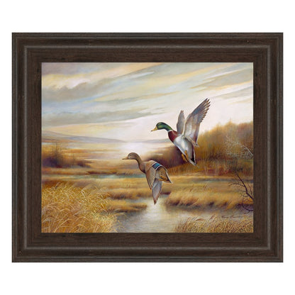 Classy Living Graceful Flight 26x22in Wall Art | Traditional Brown MDF Frame with Glass | Living Room, Den & Office Decor | 26 x 22 x 1 in | Model 253