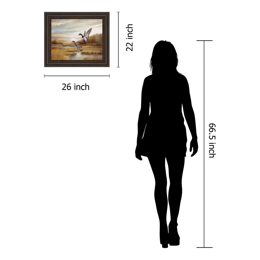 Classy Living Graceful Flight 26x22in Wall Art | Traditional Brown MDF Frame with Glass | Living Room, Den & Office Decor | 26 x 22 x 1 in | Model 253