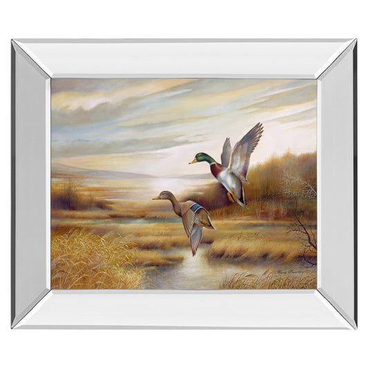 Classy Living Graceful Flight 26x22in Wall Art | Traditional Mirrored Frame | Living Room & Office Decor | 26 x 22 x 3 in | Model 253MF