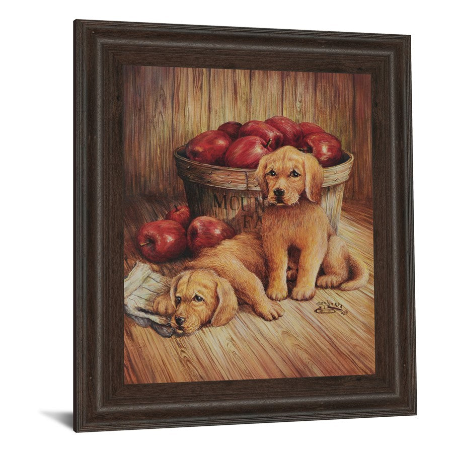 Classy Living Golden Pups 22x26in Wall Art | Traditional Dark Chocolate MDF Frame with Glass | Living Room & Family Room Decor | 1 x 22 x 26 in | Model 265