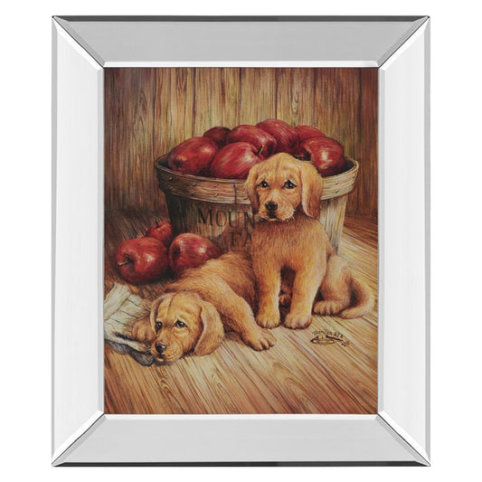 Classy Living Golden Pups 22x26in Wall Art | Traditional Framed Print with Mirrored Frame | Living Room & Den Decor | 22 x 26 x 3 in | Model 265MF
