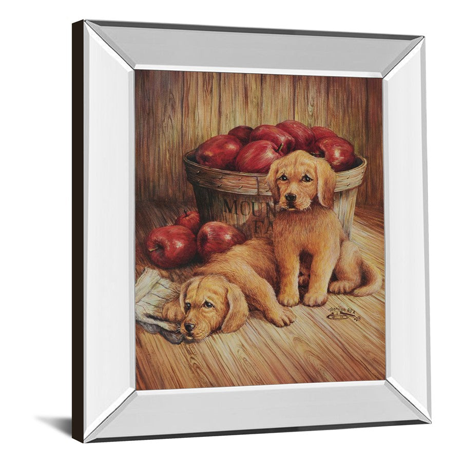 Classy Living Golden Pups 22x26in Wall Art | Traditional Framed Print with Mirrored Frame | Living Room & Den Decor | 22 x 26 x 3 in | Model 265MF