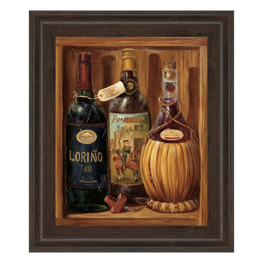 Classy Living Rustic Wine Trio Wall Art 22x26in | Traditional Cinnamon Mocha MDF Frame with Glass | Kitchen & Dining Room Decor | 1 x 22 x 26 | Model 323
