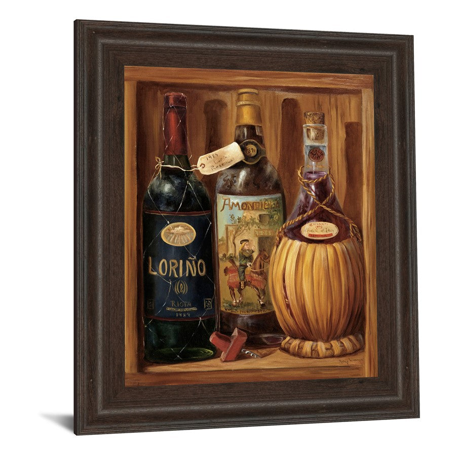 Classy Living Rustic Wine Trio Wall Art 22x26in | Traditional Cinnamon Mocha MDF Frame with Glass | Kitchen & Dining Room Decor | 1 x 22 x 26 | Model 323