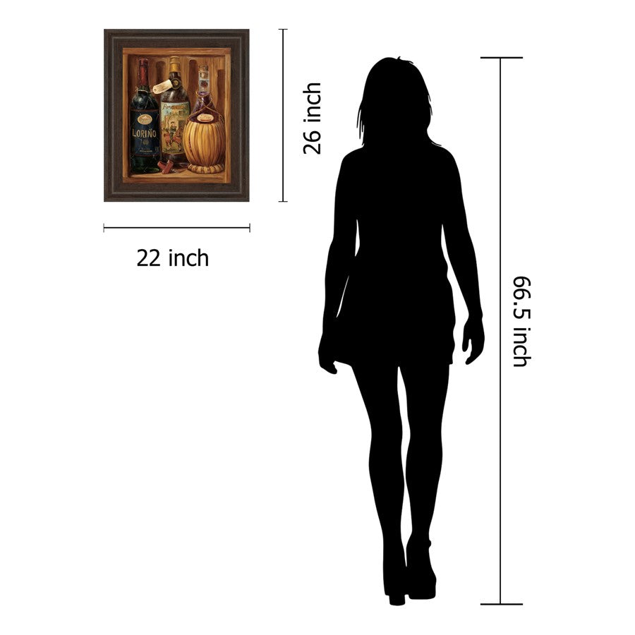 Classy Living Rustic Wine Trio Wall Art 22x26in | Traditional Cinnamon Mocha MDF Frame with Glass | Kitchen & Dining Room Decor | 1 x 22 x 26 | Model 323