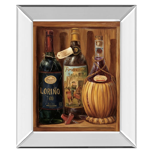 Classy Living Rustic Wine Trio Wall Art 22x26in | Traditional Mirrored Frame | Kitchen & Dining Room Decor | 22 x 26 x 3 in | Model 323MF