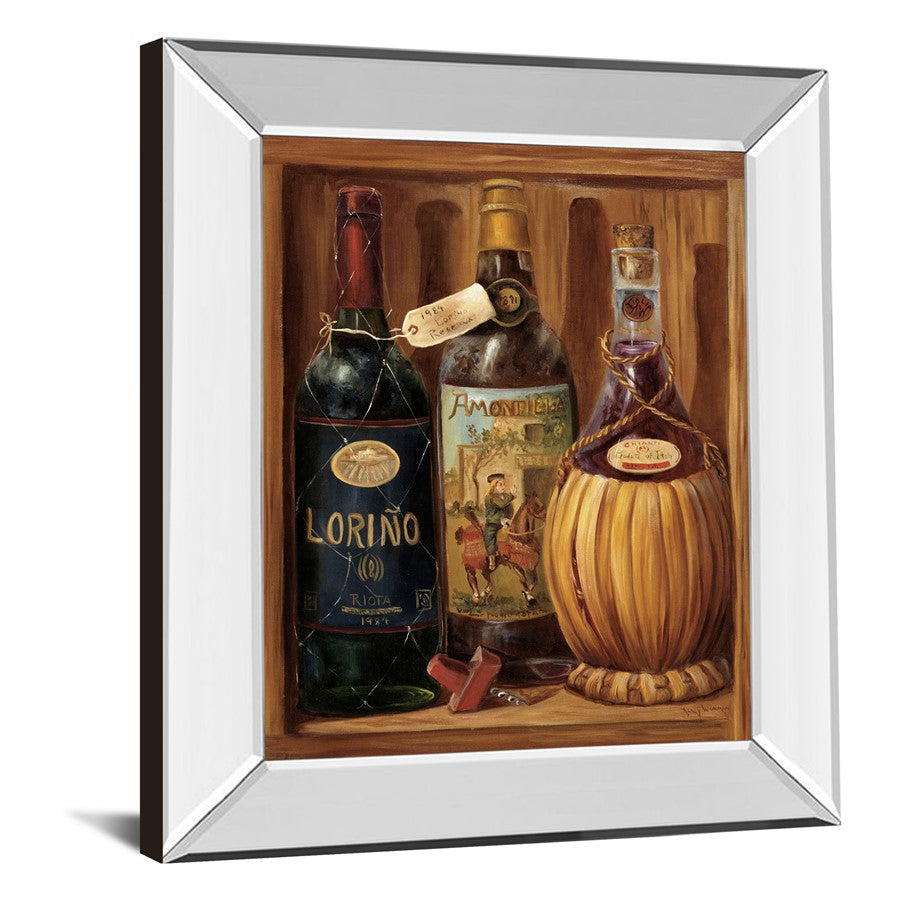 Classy Living Rustic Wine Trio Wall Art 22x26in | Traditional Mirrored Frame | Kitchen & Dining Room Decor | 22 x 26 x 3 in | Model 323MF