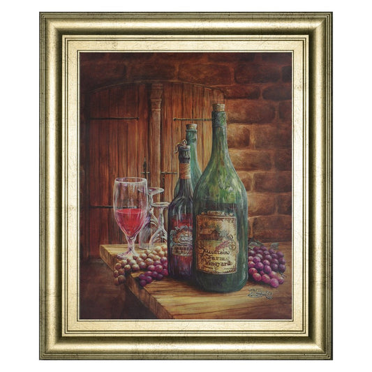 Classy Living Vineyard Still Life Wall Art 22x26in | Traditional Gold MDF Frame with Paper Art | Kitchen & Dining Room Decor | 22 x 26 x 1 in | Model 324