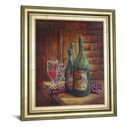 Classy Living Vineyard Still Life Wall Art 22x26in | Traditional Gold MDF Frame with Paper Art | Kitchen & Dining Room Decor | 22 x 26 x 1 in | Model 324