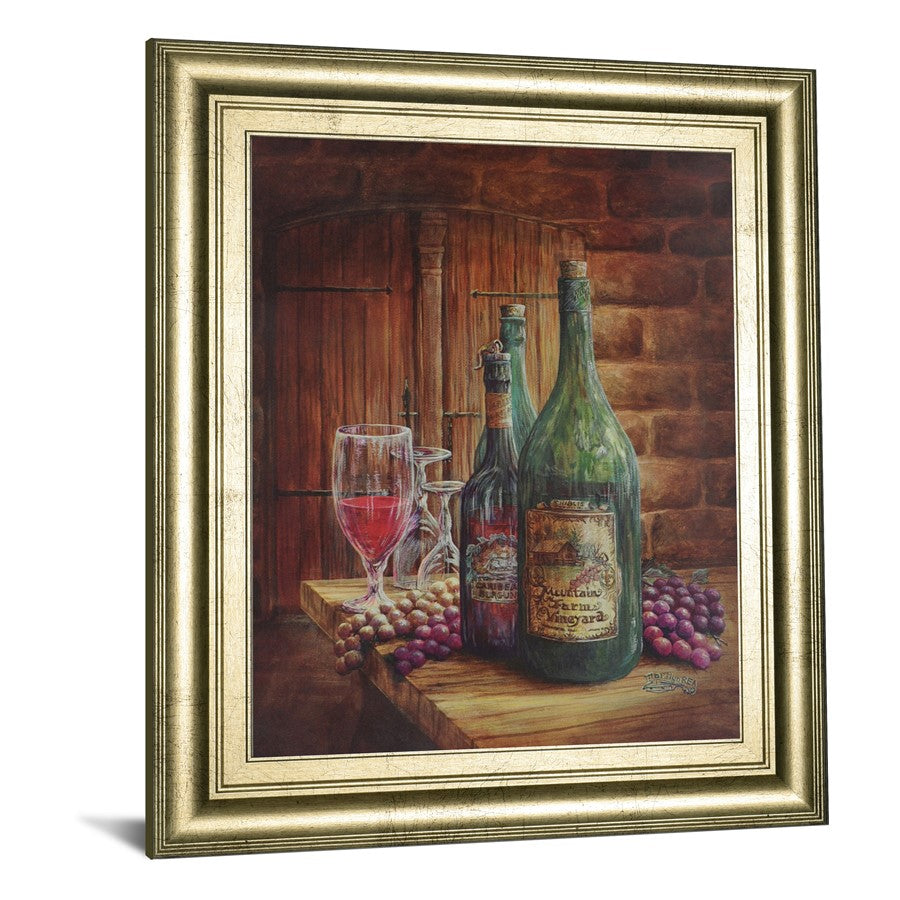 Classy Living Vineyard Still Life Wall Art 22x26in | Traditional Gold MDF Frame with Paper Art | Kitchen & Dining Room Decor | 22 x 26 x 1 in | Model 324