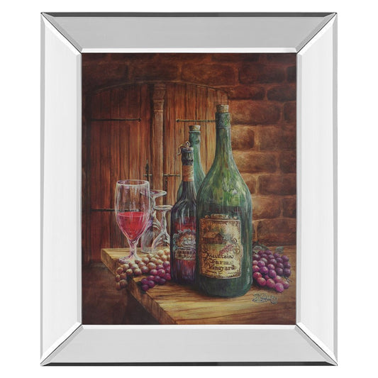 Classy Living Vineyard Still Life Wall Art 22x26in | Traditional Mirrored Frame | Kitchen & Dining Room Decor | 3 x 22 x 26 in | Model 324MF