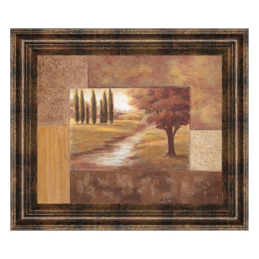 Classy Living Tranquil Pathway 26x22in Wall Art | Traditional Dark Chocolate MDF Frame with Glass | Living Room & Bedroom Decor | 26 x 22 x 1 | Model 335