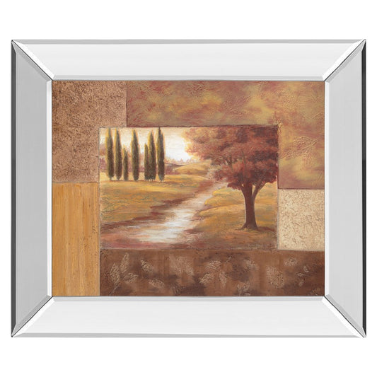 Classy Living Tranquil Pathway 26x22in Wall Art | Traditional Landscape with Mirrored Frame | Living Room & Bedroom Decor | 26 x 22 x 3 in | Model 335MF