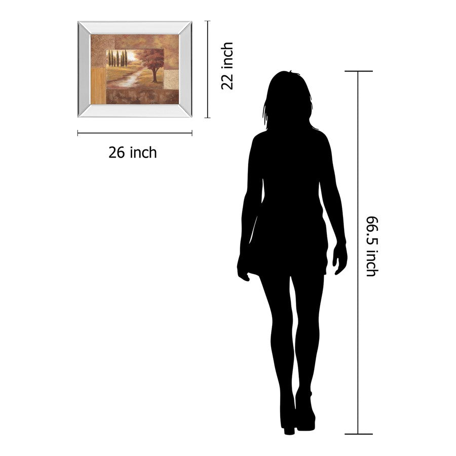 Classy Living Tranquil Pathway 26x22in Wall Art | Traditional Landscape with Mirrored Frame | Living Room & Bedroom Decor | 26 x 22 x 3 in | Model 335MF