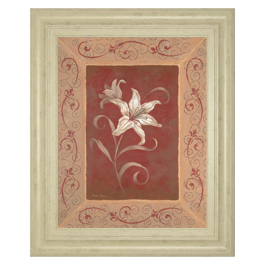 Classy Living White Lily Scroll Wall Art 22x26in | Traditional Ivory Bliss MDF Frame with Glass | Living Room & Dining Room Decor | 1 x 22 x | Model 337