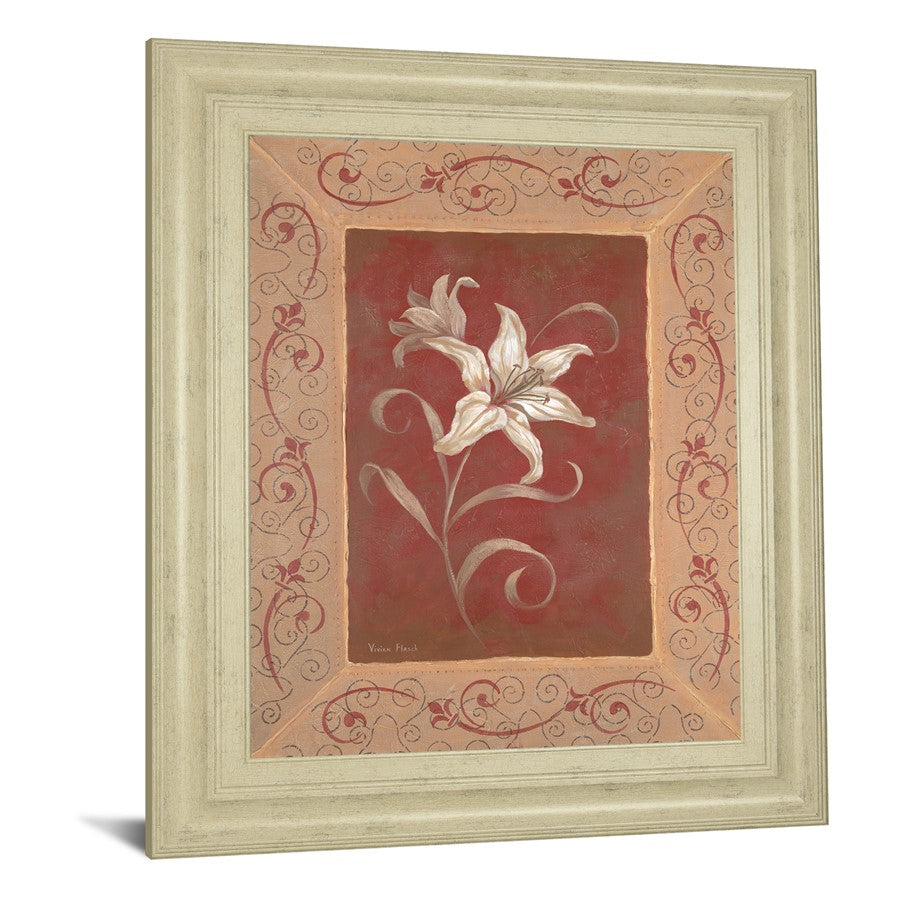 Classy Living White Lily Scroll Wall Art 22x26in | Traditional Ivory Bliss MDF Frame with Glass | Living Room & Dining Room Decor | 1 x 22 x | Model 337