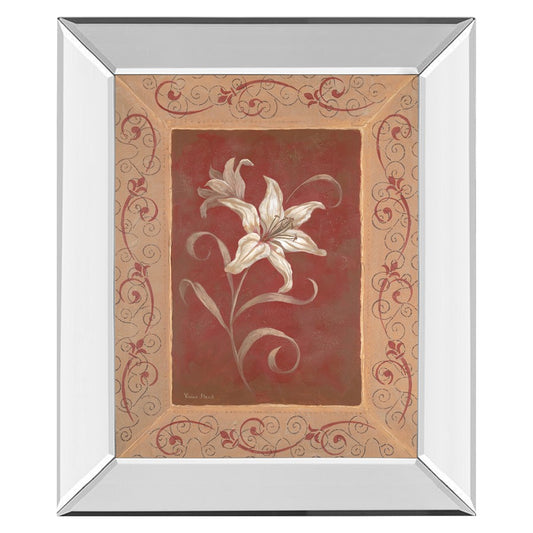 Classy Living White Lily Scroll Wall Art 22x26in | Traditional Mirrored Frame | Living Room & Hallway Decor | 3 x 22 x 26 in | Model 337MF
