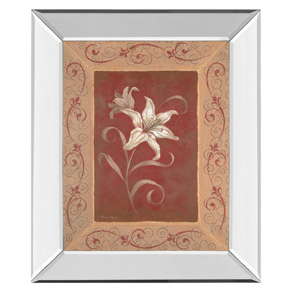 Classy Living White Lily Scroll Wall Art 22x26in | Traditional Mirrored Frame | Living Room & Hallway Decor | 3 x 22 x 26 in | Model 337MF