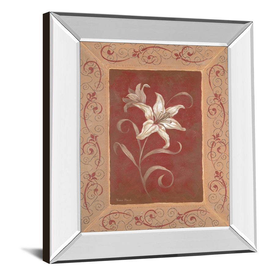 Classy Living White Lily Scroll Wall Art 22x26in | Traditional Mirrored Frame | Living Room & Hallway Decor | 3 x 22 x 26 in | Model 337MF