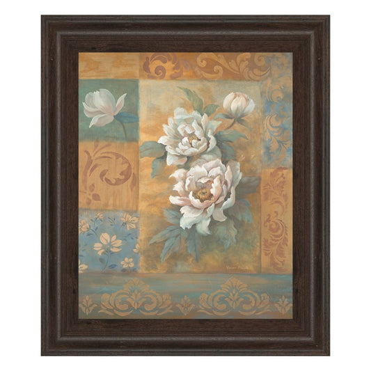 Classy Living Floral Serenity 22x26in Wall Art | Traditional Paper Print in Cinnamon Mocha MDF Frame | Living Room, Bedroom & Hallway Decor | Model 338