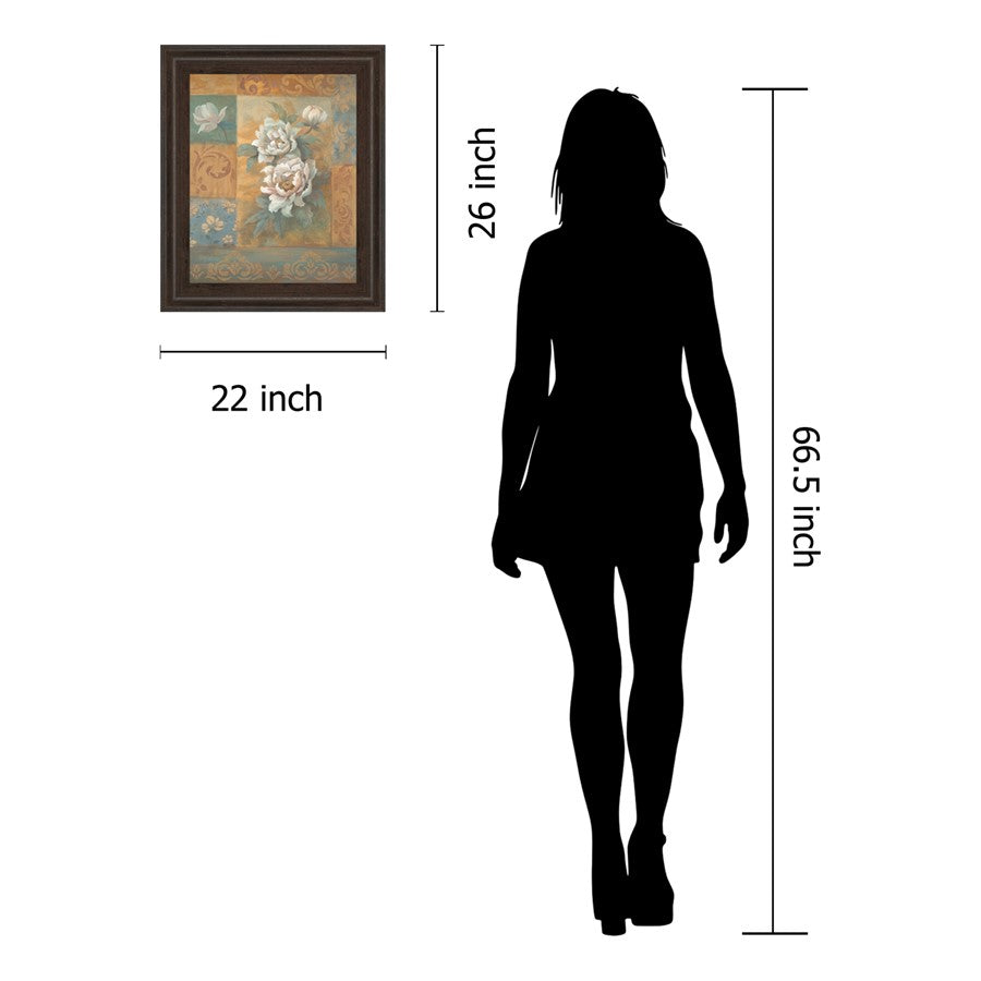 Classy Living Floral Serenity 22x26in Wall Art | Traditional Paper Print in Cinnamon Mocha MDF Frame | Living Room, Bedroom & Hallway Decor | Model 338