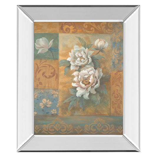 Classy Living Floral Serenity 22x26in Wall Art | Traditional Floral Print in Mirrored Frame | Living Room & Bedroom Decor | 22 x 26 x 3 in | Model 338MF