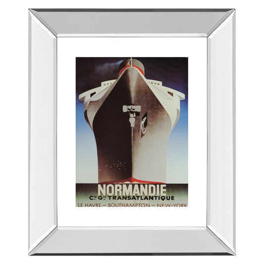Classy Living Normandie Voyage 22x26in Wall Art | Art Deco Mirrored Frame Graphic Print | Living Room & Office Maritime Decor | 3 x 22 x 26 | Model 360MF