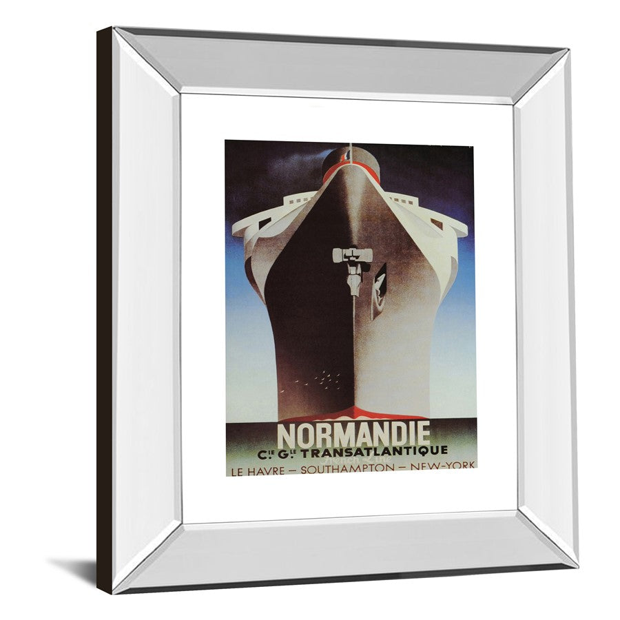 Classy Living Normandie Voyage 22x26in Wall Art | Art Deco Mirrored Frame Graphic Print | Living Room & Office Maritime Decor | 3 x 22 x 26 | Model 360MF