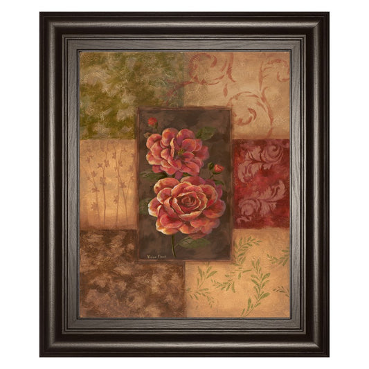 Classy Living Normandie Elegance 22x26in Rectangle Wall Art | Traditional Dark Chocolate MDF Frame with Multicolor Paper Art | Living Room & | Model 366