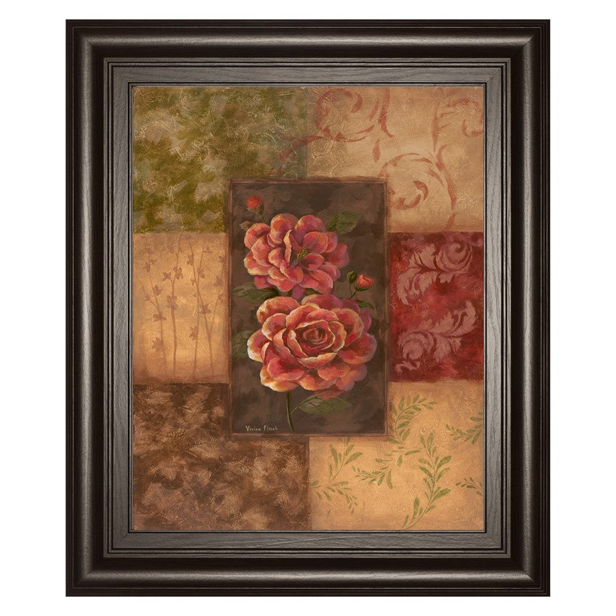 Classy Living Normandie Elegance 22x26in Rectangle Wall Art | Traditional Dark Chocolate MDF Frame with Multicolor Paper Art | Living Room & | Model 366