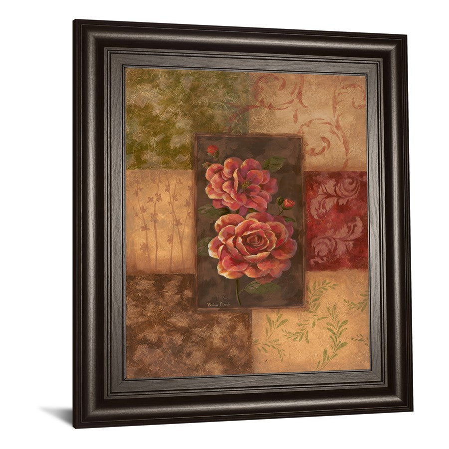 Classy Living Normandie Elegance 22x26in Rectangle Wall Art | Traditional Dark Chocolate MDF Frame with Multicolor Paper Art | Living Room & | Model 366
