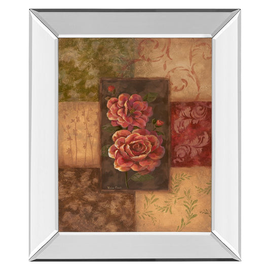 Classy Living Normandie Elegance 22x26in Wall Art | Traditional Botanical Roses with Mirrored Frame | Living Room & Bedroom Decor | 22 x 26 | Model 366MF