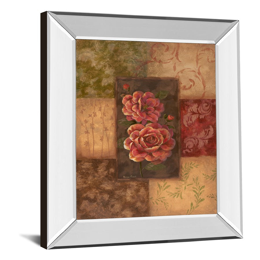Classy Living Normandie Elegance 22x26in Wall Art | Traditional Botanical Roses with Mirrored Frame | Living Room & Bedroom Decor | 22 x 26 | Model 366MF