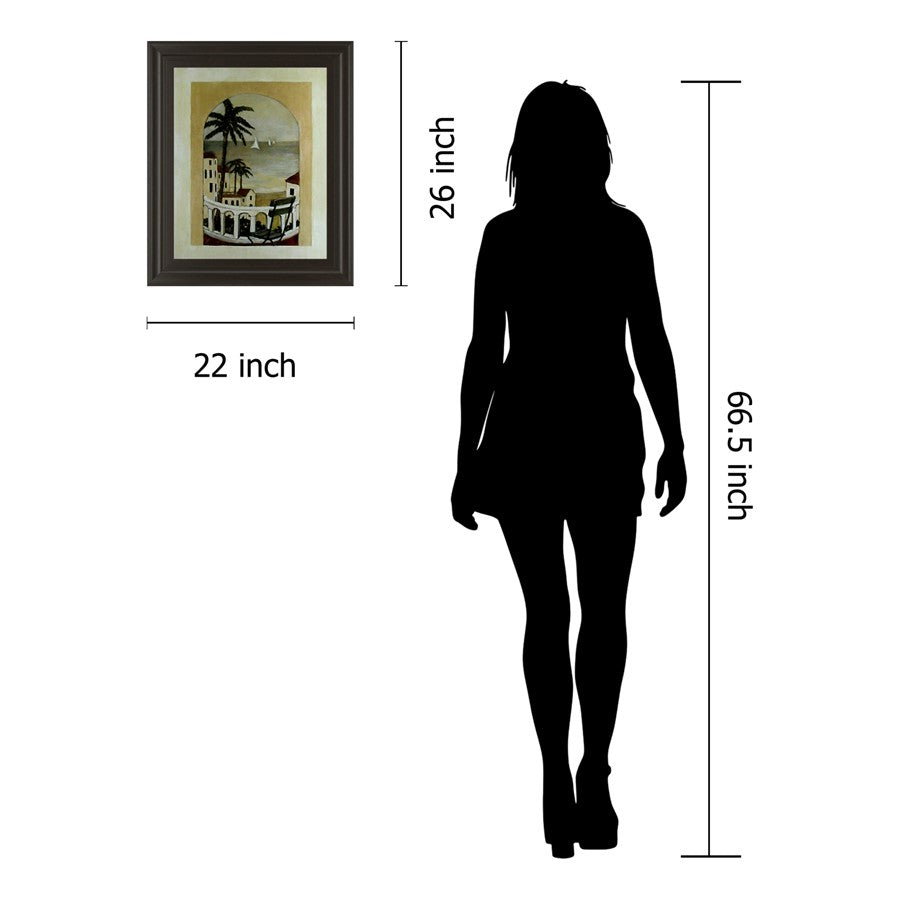 Classy Living Island Hideaway 22x26in Wall Art | Contemporary Framed Print in Dark Chocolate MDF | Living Room & Office Decor | 1 x 22 x 26 in | Model 4475