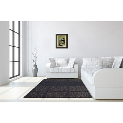 Classy Living Tropical Moon 22x26in Wall Art | Contemporary Mixed Media on Paper in Dark Chocolate MDF Frame | Living Room & Office Coastal | Model 4476