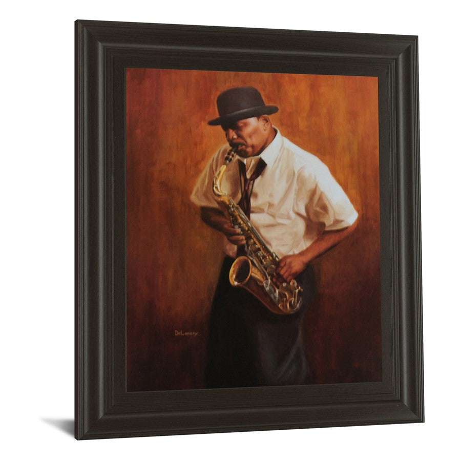 Classy Living Soulful Saxophonist Wall Art 22x26in | Contemporary Dark Chocolate MDF Frame | Living Room & Music Room Decor | 22 x 26 x 1 in | Model 4682