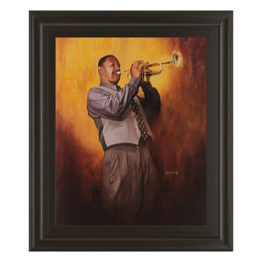 Classy Living Soulful Trumpet Serenade 22x26in Wall Art | Contemporary Framed Print with Dark Chocolate MDF Frame | Living Room & Office | Model 4683