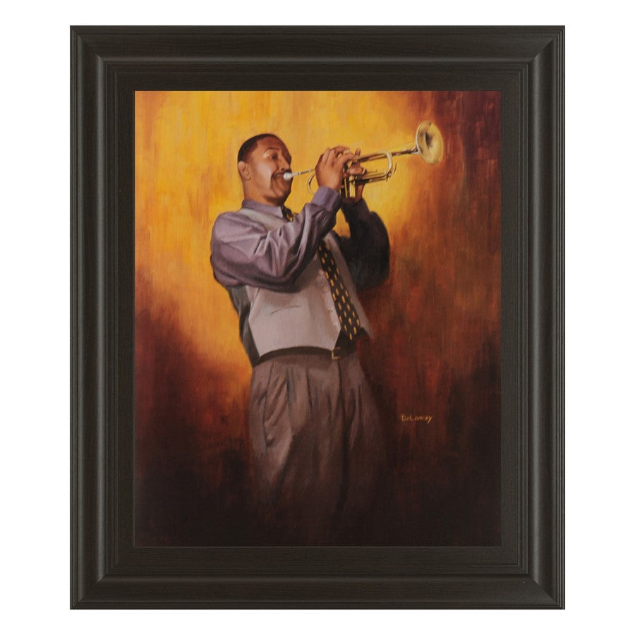 Classy Living Soulful Trumpet Serenade 22x26in Wall Art | Contemporary Framed Print with Dark Chocolate MDF Frame | Living Room & Office | Model 4683