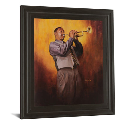 Classy Living Soulful Trumpet Serenade 22x26in Wall Art | Contemporary Framed Print with Dark Chocolate MDF Frame | Living Room & Office | Model 4683