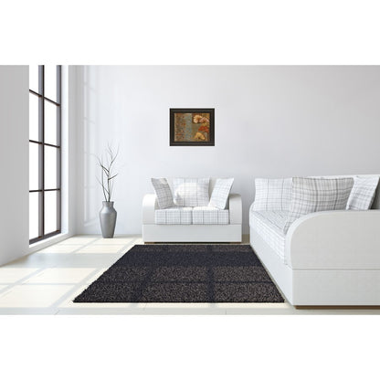 Classy Living Golden Petal Story Wall Art 26x22in | Contemporary Multicolor Botanical on Paper in Dark Chocolate MDF Frame | Living Room & | Model 4687