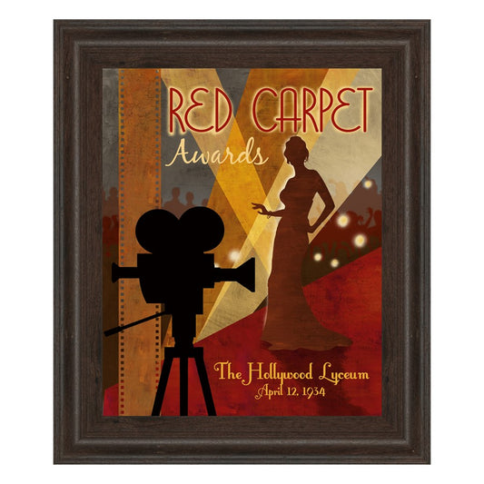 Classy Living Red Carpet Glamour Wall Art 22x26in | Contemporary Cinnamon Mocha MDF Frame with Paper Art | Living Room & Media Room Decor | Model 4697