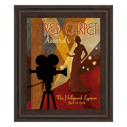 Classy Living Red Carpet Glamour Wall Art 22x26in | Contemporary Cinnamon Mocha MDF Frame with Paper Art | Living Room & Media Room Decor | Model 4697