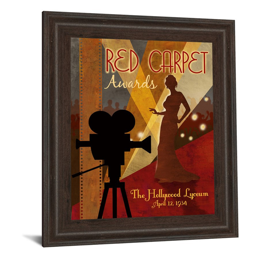 Classy Living Red Carpet Glamour Wall Art 22x26in | Contemporary Cinnamon Mocha MDF Frame with Paper Art | Living Room & Media Room Decor | Model 4697
