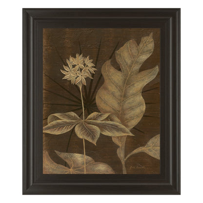 Classy Living Tropical Night Wall Art 22x26in | Contemporary Dark Chocolate MDF Frame with Paper Art | Living Room & Bedroom Botanical Decor | Model 4703