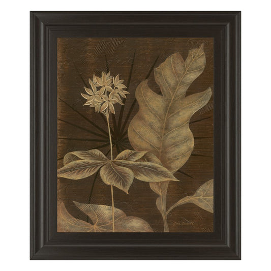 Classy Living Tropical Night Wall Art 22x26in | Contemporary Dark Chocolate MDF Frame with Paper Art | Living Room & Bedroom Botanical Decor | Model 4703
