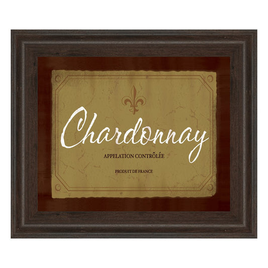 Classy Living Chardonnay Elegance Wall Art 26x22in | Transitional Cinnamon Mocha MDF Frame with Paper Art | Living Room & Dining Room Wine | Model 4712